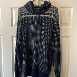 J. Crew Navy and White V-Neck Sweater